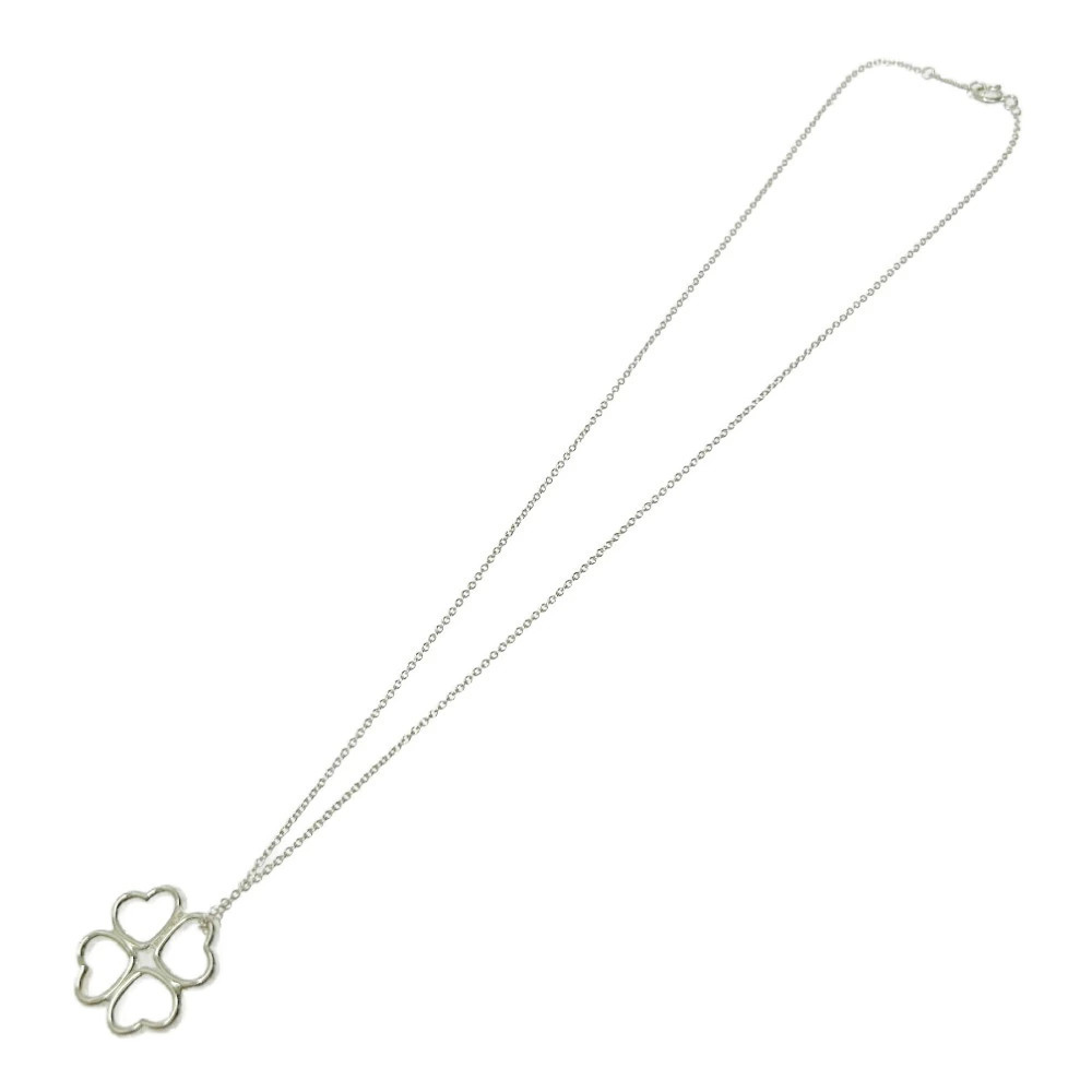 TIFFANYCo Tiffany Silver Heart Clover Necklace Silver